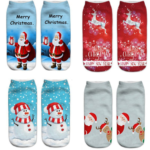 3D Cartoon Funny Christmas Short Socks